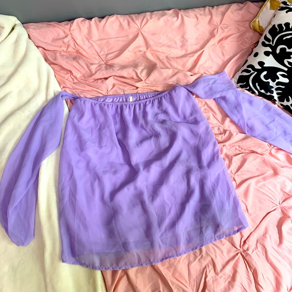 Rachel Kate lavender off the shoulder longsleeve top